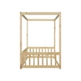 thumbnail image 5 of Canopy Floor Bed, Solid Wood Twin Size Montessori Floor Bed Frame with Safety Guardrails, Low Platform Bed for Boys Girls Adults, Natural, 5 of 7
