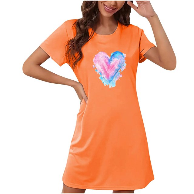 Camisón corto de talla grande para mujer, camisón de manga corta con estampado de pecho a la moda, camisón para mujer