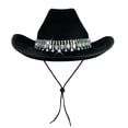 thumbnail image 2 of Fashion Women's Cowgirl Hat Western Cosplay Cowboy Hat Retro Unisex Sequin Wide Brim Bachelorette Party Hat Cowboy Hat, 2 of 3