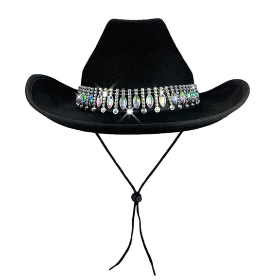 Cowgirl Hat with Bling Rhinestones - Perfect for Cosplay, Halloween & Music Festival Looks White