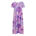 thumbnail image 4 of SEMPAI Summer Savings Summer Dresses Summer Dress Short Sleeve Crew Neck Print Long Sundresses For Women 2025 Trendy for Night Club Women's Plus Dresses Up to 60% Off, 4 of 6