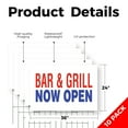 thumbnail image 2 of Bar and Grill Now Open Yard Sign 10 Pack of 24 Inch x 36 Inch Single Sided Weatherproof Heavy-Duty Plastic with Stake | Restaurant Promotions, New Location, Nightlife | Made in USA, 2 of 7