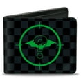 thumbnail image 2 of DC Comics Wallet, Bifold, The Batman Movie Batman and Riddler Target Logo Checker Gray, Vegan Leather, 2 of 3
