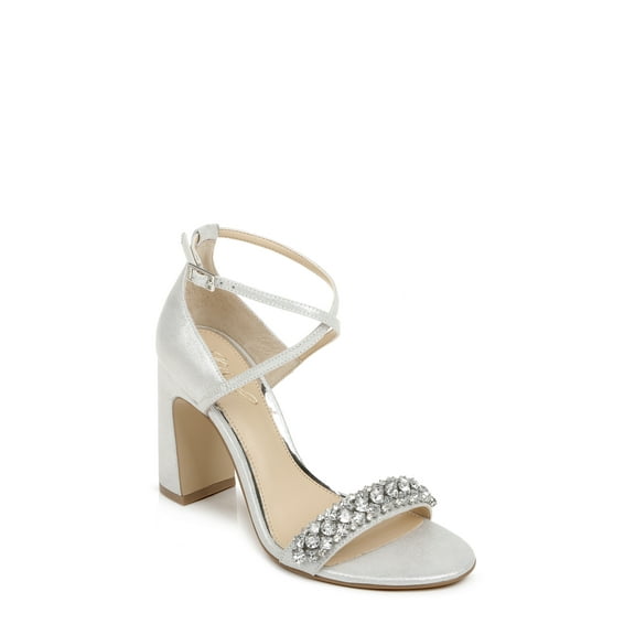Jewel Badgley Mischka Penny Crystal Embellished Block Heel