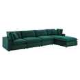 thumbnail image 1 of Modway Commix 5-Piece Down Filled Overstuffed Performance Velvet Sectional Sofa in Green, 1 of 5