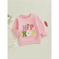 thumbnail image 5 of Toddler Baby Girl Easter Outfit Sequin Letter Embroidery Long Sleeve Crewneck Sweatshirt Tops Cute Spring Clothes, 5 of 8