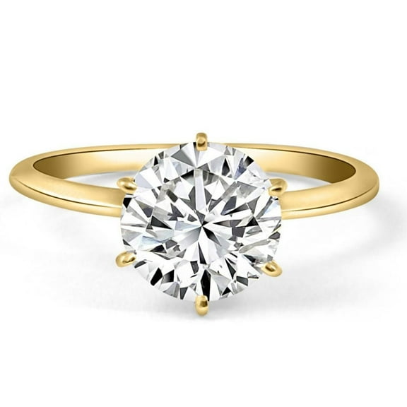Pompeii Certified 2CT Lab Grown Diamond Solitaire Engagement Ring 14k Yellow Gold (E,VVS2)