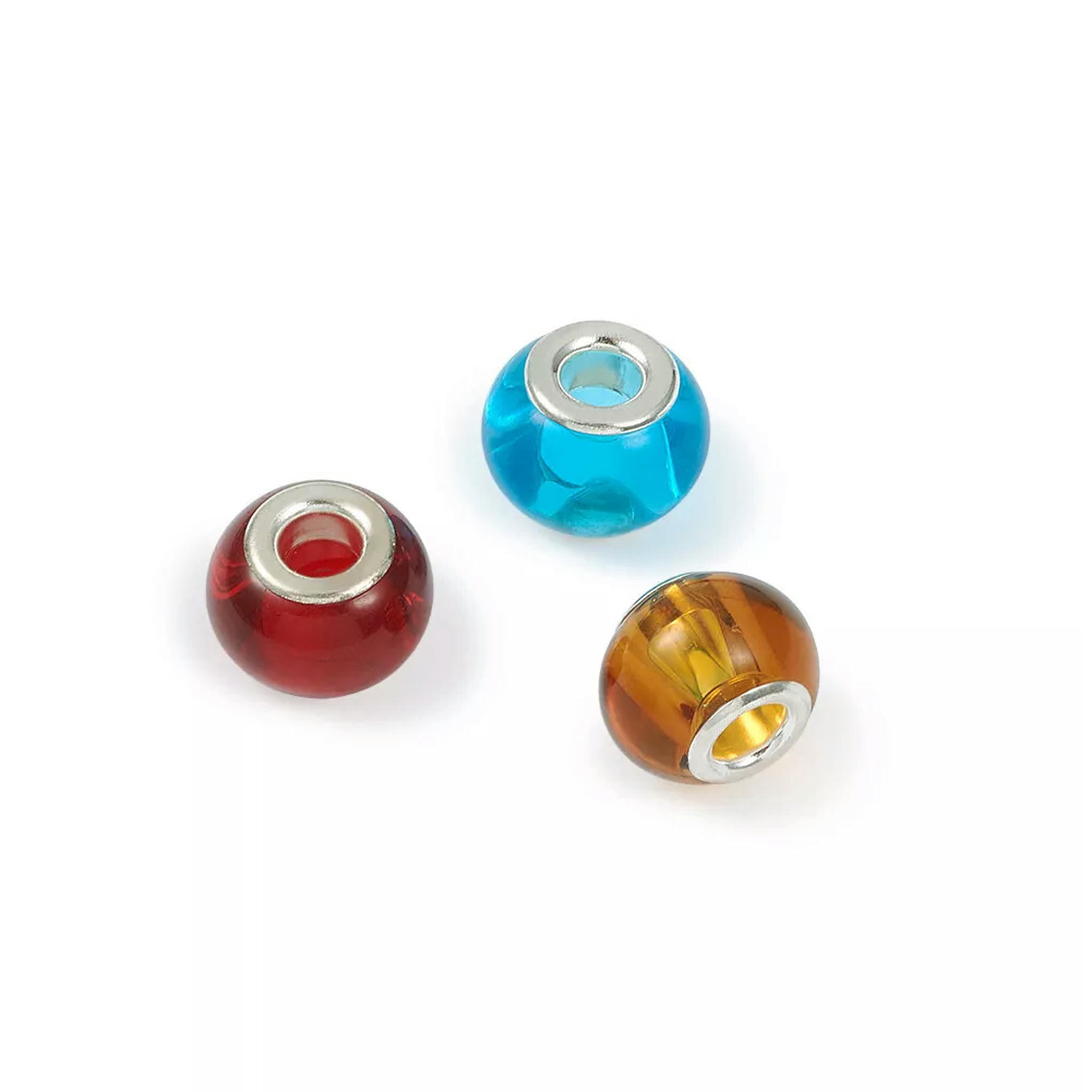 EOEMY 100Pc Rondelle Glass European Beads Large Hole Beads Smooth Beads Spacer 15X12mm
