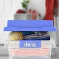 thumbnail image 4 of (2 pack) Hefty 18 Quart Clear Plastic Latched Storage Bin with Blue HI-RISE Lid, Adult, 4 of 8