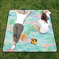 thumbnail image 5 of Flamingo on Green Picnic Blanket Waterproof Beach Blankets Sandproof Large Mat with Storage Bag Camping Grass Travel Hiking Park 78"x78", 5 of 6