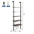 thumbnail image 2 of Gymax 2PCS 5-Tier Ladder Shelf Wood Wall Mounted Display Bookshelf Metal Frame Black & Brown, 2 of 10