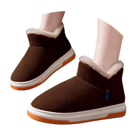Ticikt Women Men Ankle Bootie Slipper Plush Warm Indoor Outdoor Shoes Comfy Fleece Lined Memory Foam Slipper with Anti-Slip Sole,Color:Coffee,Size:10