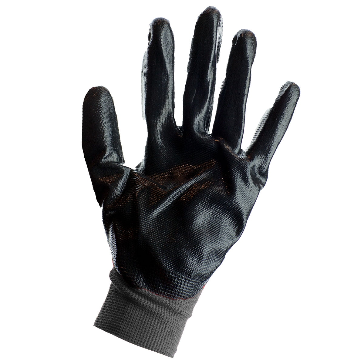 Safe Handler Nitrile Firm Grip Work Gloves, Fitted Wrist, Black, OSFM