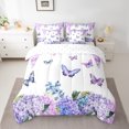 thumbnail image 2 of Erosebridal Ensemble de Literie Mignon avec Papillons, Format Simple, Ensemble de Lit Fleurs de Rêve, Violet, 7 Pcs, 2 of 5