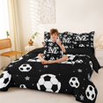thumbnail image 4 of Erosebridal Kids Football Print Letter M 7-Piece Twin Bedding Sets,Soccer Ball Games Bedding Comforter Set For Ball Boys,Reversible Black, 4 of 7