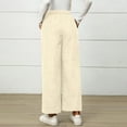 thumbnail image 2 of Felirenzacia Women's Corduroy Wide Leg Pants, Casual Long Trousers with Deep Pockets, Elastic Waist, Fall Winter Work Pants for Ladies, 2 of 7