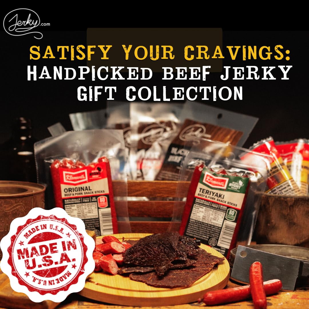 Beef Jerky Gift Box for Men - 21 Pieces of Beef Jerky & Beef Meat Sticks Gift Set - Unique Gift for Men
