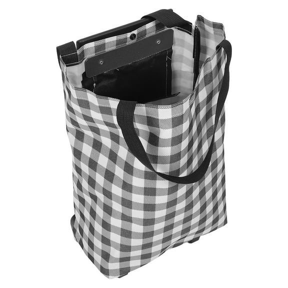 GOOHOCHY Black Grocery Cart with Retractable Handle for Shopping Use Made of Oxford Cloth and Metal 29x16x20