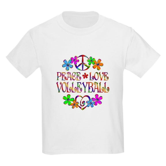 CafePress - Peace Love Volleyball Kids Light T Shirt - Light T-Shirt Kids XS-XL