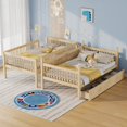 thumbnail image 6 of Twin Over Twin Bunk Bed, Pine Wood Bunk with 2 Drawers, Converts to 2 Twin Beds, with Ladder & Safety Guardrails, Natural, 6 of 12