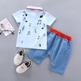 thumbnail image 4 of Mistaha Spring and Summer Leisure Note Children Clothing Children Two-piece Pants Suit Light Blue, 4 of 8
