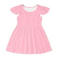 thumbnail image 1 of Toimothcn Children Girls Dresses Ruffled Sleeve Solid Color Pleated Dress Soft Breathable Summer Dresses Comfy Girls Sundress, 1 of 5