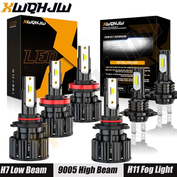 6x 9005 H7 H11 LED Headlight Bulbs Kit Fog Light High Low Beam Super Bright White 6000K Combo