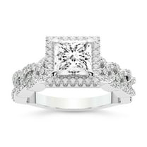 IGI Certified 4 Carat Princess Shape Lab Grown Diamond Engagement Ring | 14K White Gold | Imperiella Halo Celtic Knot Diamond Ring | FG-VS1-VS2 Quality Friendly Diamonds
