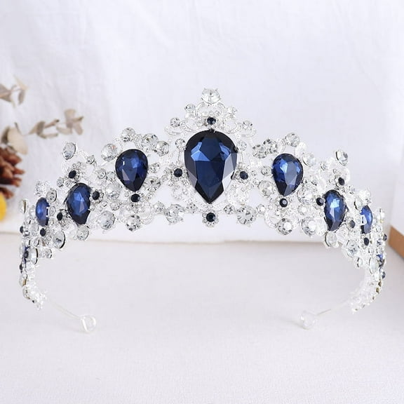 Namzi Wedding Tiara for Bride Princess Tiara Headband Bridal Crown,Crystal Rhinestone Hair Jewelry Decor for Queen Girl Bride Birthday Prom Wedding Pageant Halloween Costume Party(Blue)