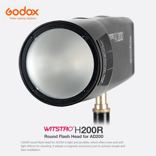 Cabeza de flash de anillo Godox H200R 200W con tubo de flash en espiral