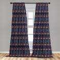 thumbnail image 4 of Ambesonne African Curtains, Circles Triangles Retro Art, Pair of 28"x84", Scarlet and Dark Violet Blue, 4 of 4