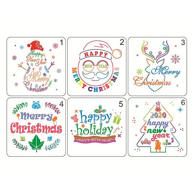 Mushroom Silver 6 unids/set árbol de Navidad muñeco de nieve plantilla de dibujo plantilla pintura en relieve Diy