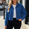 thumbnail image 6 of YanHoo Bomber Jackets Women Oversized Button Down Cropped Jacket Long Sleeve Fall Casual Outerwear, 6 of 6