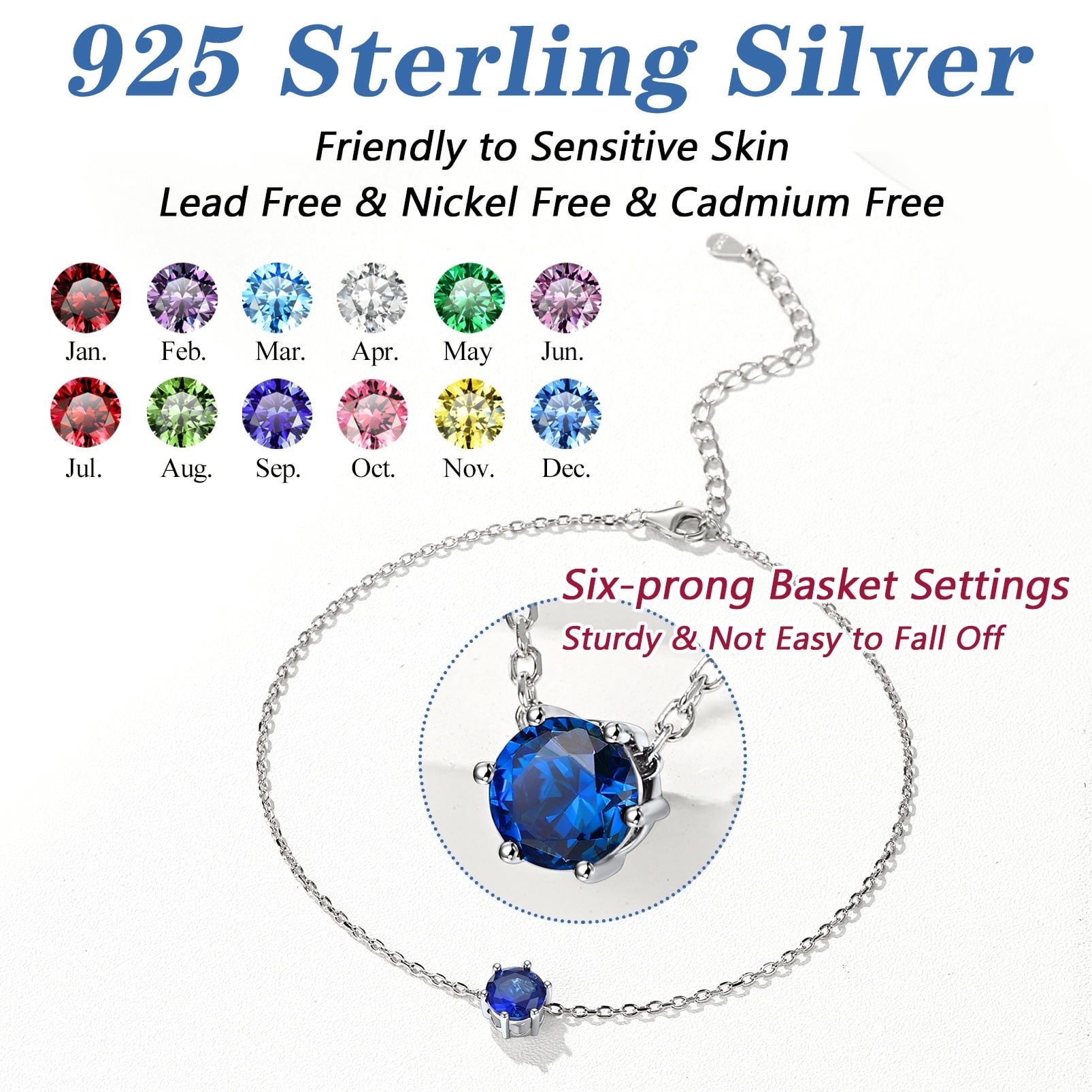 Silvora Shiny Birthstone Anklets 925 Sterling Silver Anklet Bracelets with Round October Tourmaline Birthday Christmas Jewelry Gift