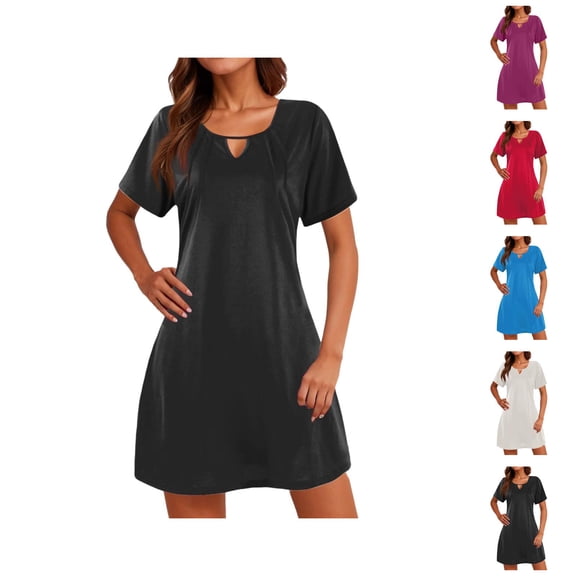 Tshirt Dress Women Summer Short Sleeve V Neck Lightweight Casual Beach Mini Dresses T Shirt Dresses for Women