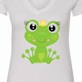 thumbnail image 4 of Inktastic Cute Frog, Green Frog, Frog Princess, Crown Women's V-Neck T-Shirt, 4 of 5