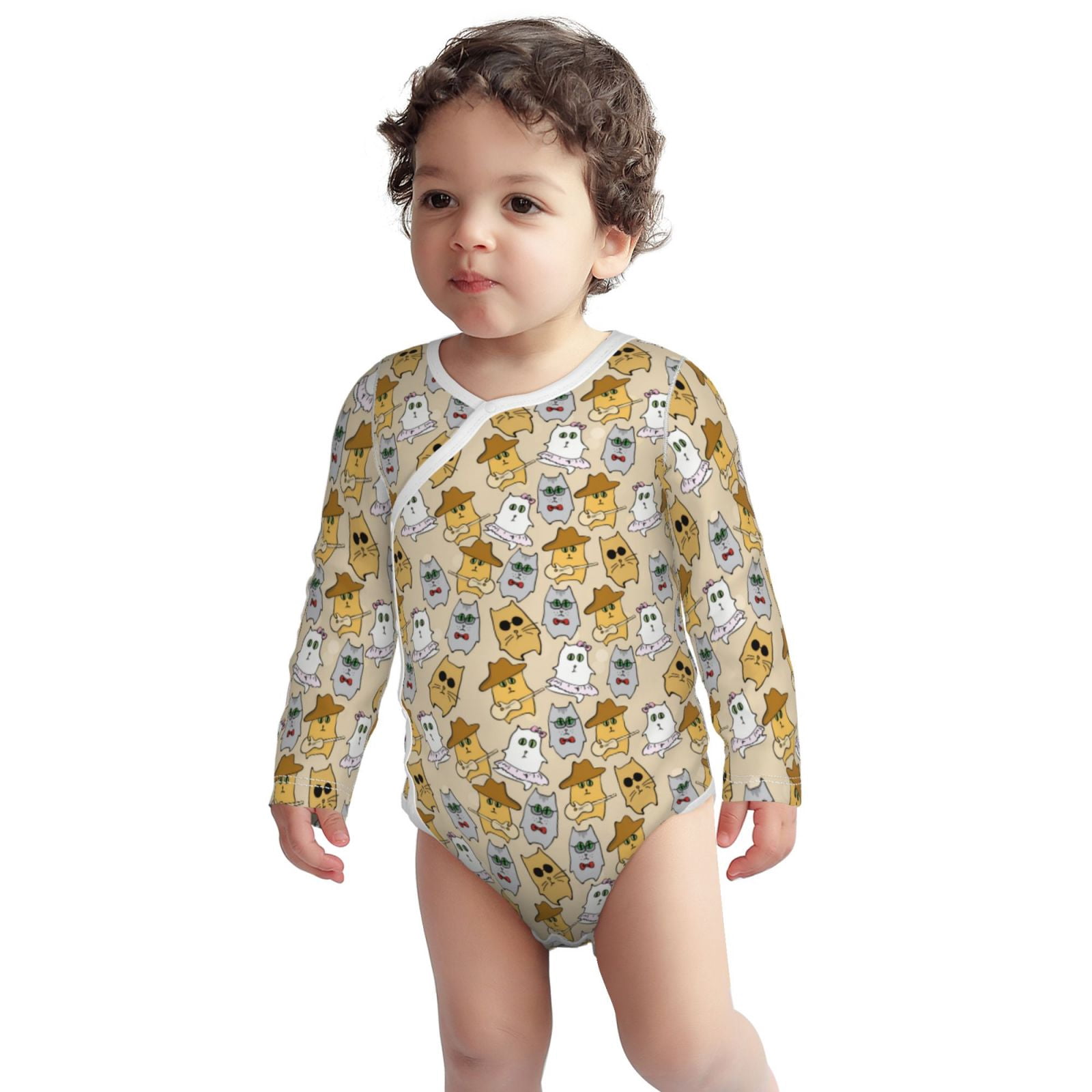 Xecao Music Dancing Cat Print Baby unisex-baby Cotton Long-sleeve Bodysuits-6 Months