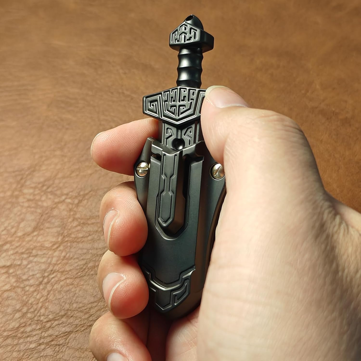 Sword Fidget Slider, EDC Fidget Sword Fidget for Adults, Stress Relief Executive Desk for Keep Focus & Anxiety Relief, Best Gadgets for Men (Black)