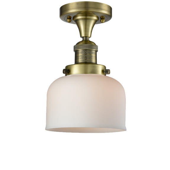 Innovations 517-1CH-AB-G71-LED Transitional One Light Semi-Flush Mount from Franklin Restoration collection in Brass - Antique finish,
