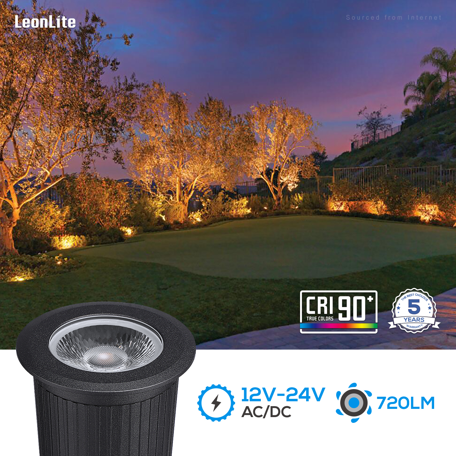 LEONLITE Pack LED Low Voltage Well Lights, Recessed Deck Lights, LED  Landscape Lights, Aluminum, 7W In Ground Light, 12V-24V Low Voltage 