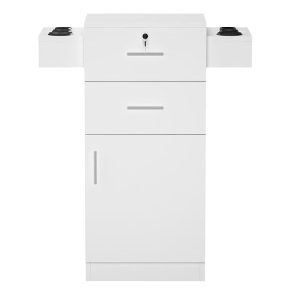 Winado Barber Shop Locking Salon Storage Cabinet Hair Station White
