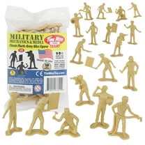 TimMee Military Mechanics & Media - Tan 18pc Plastic Army Men Soldier Figures