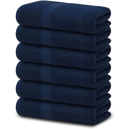 Cotton Bath Towel Set  22x44 Inch Pack of 6 Towels  Navy Bath Towels Ideal for Pool Home Gym Spa Hotel Use  Towels for Bathroom  Highly Absorbent & Quick Dry 100% Cotton Shower Towels