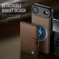 thumbnail image 5 of for iPhone Air Wallet Case with Detachable Magnetic Card Holder, PU Leather + TPU, RFID Blocking Kickstand 2-in-1 Shockproof Drop Protective Phone Case with Magnetic Buckle, Brown, 5 of 12