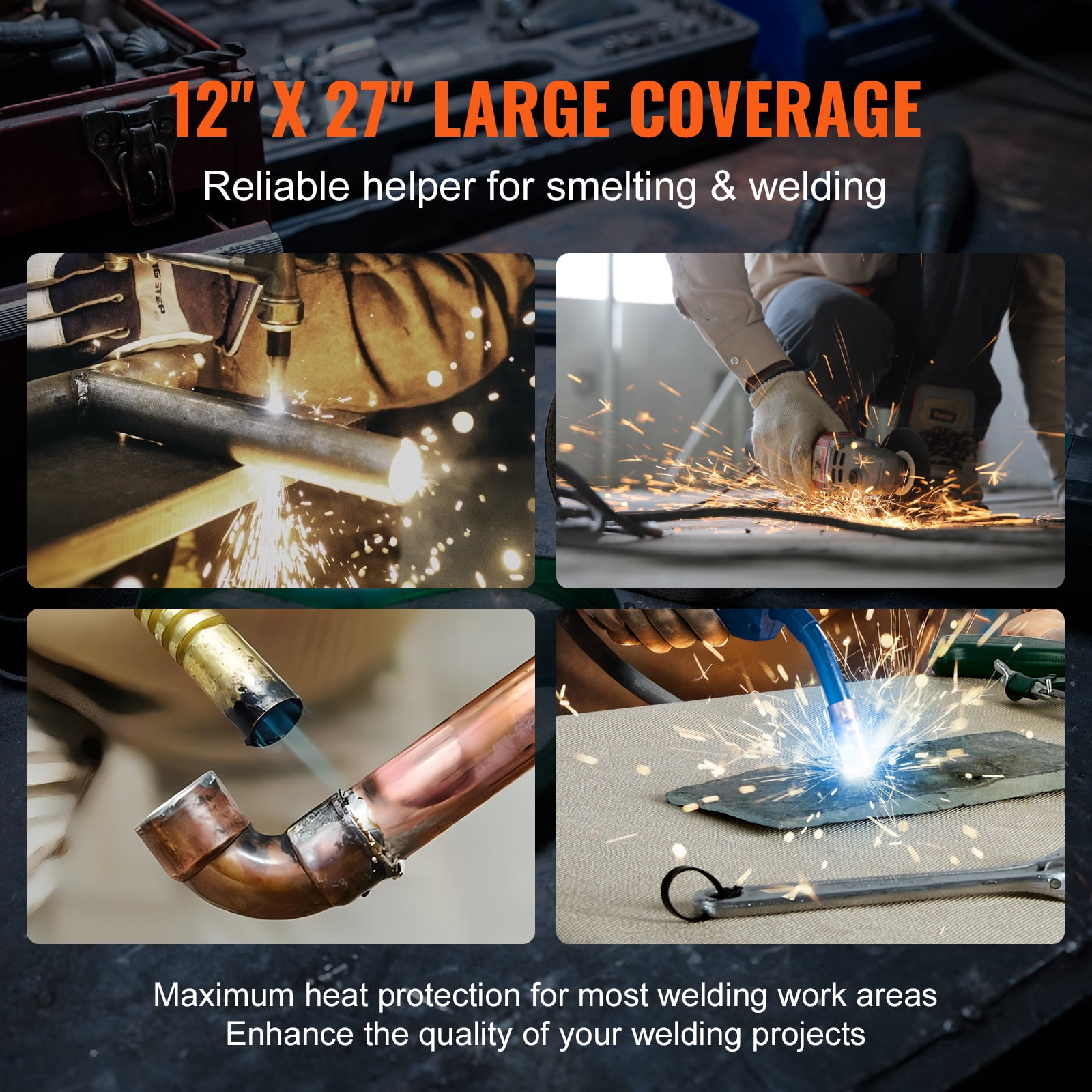 SKYSHALO 27"x12" Welding Blankets Flame Mat Up To 1800°F 1 Pack Retardant Welding