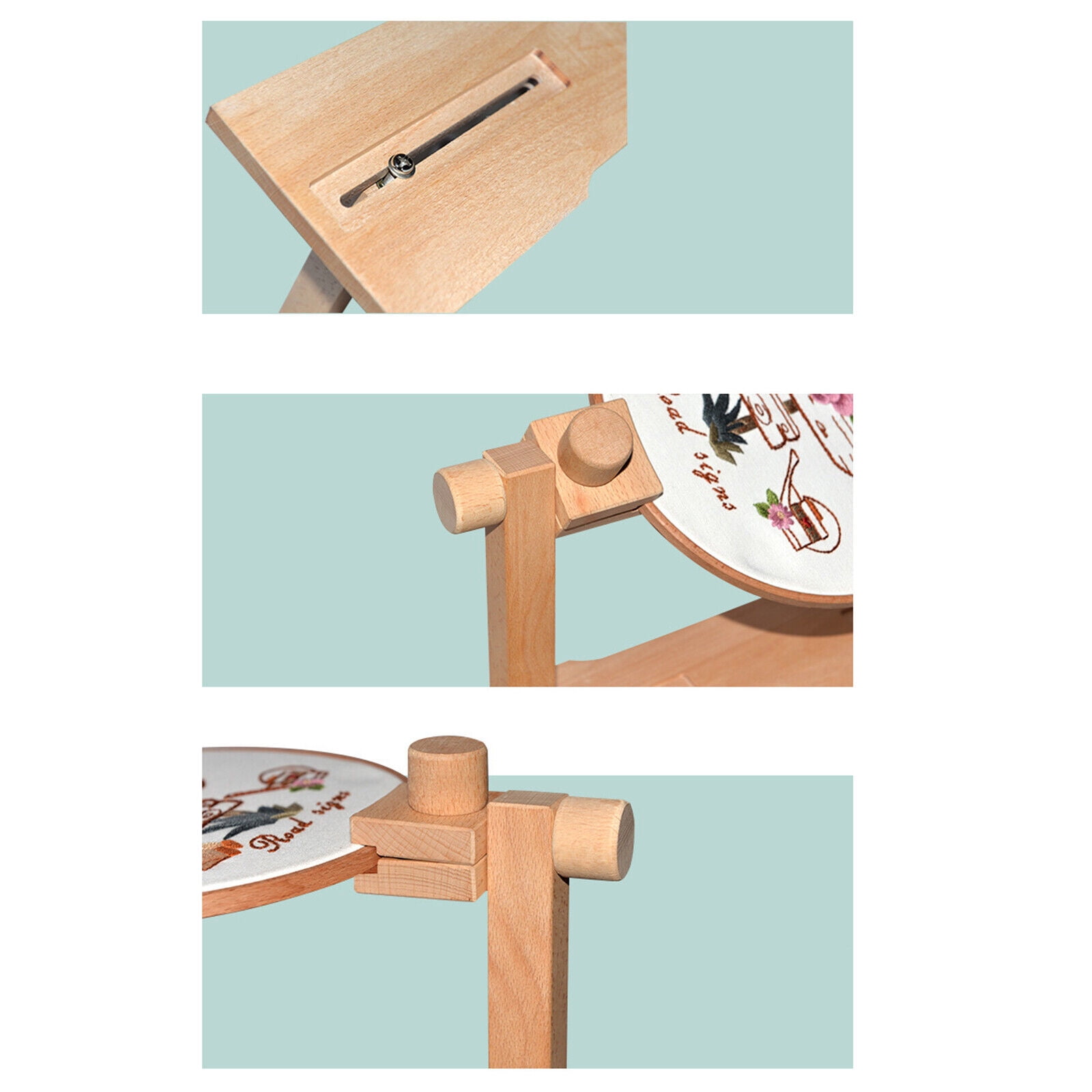 1* Adjustable Embroidery Stand Wooden Embroidery Hoop Stand Cross Stitch Holder Portable Frame Rack DIY Sewing