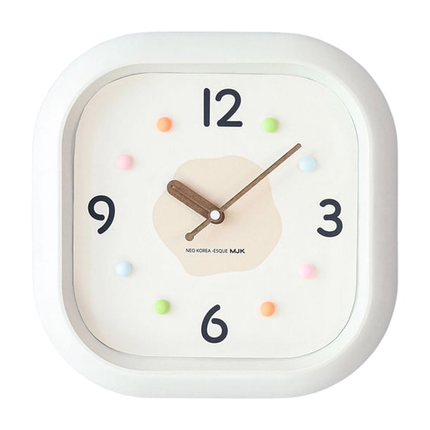 Reloj de pared moderno minimalista, silencioso, decorativo, colgante, para niños. Caqui