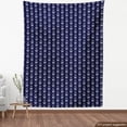 thumbnail image 4 of Ambesonne Navy Fabric by the Yard Upholstery, Skulls Stars Bones Bats Art, 10 Yards, Dark Indigo and White, 4 of 5