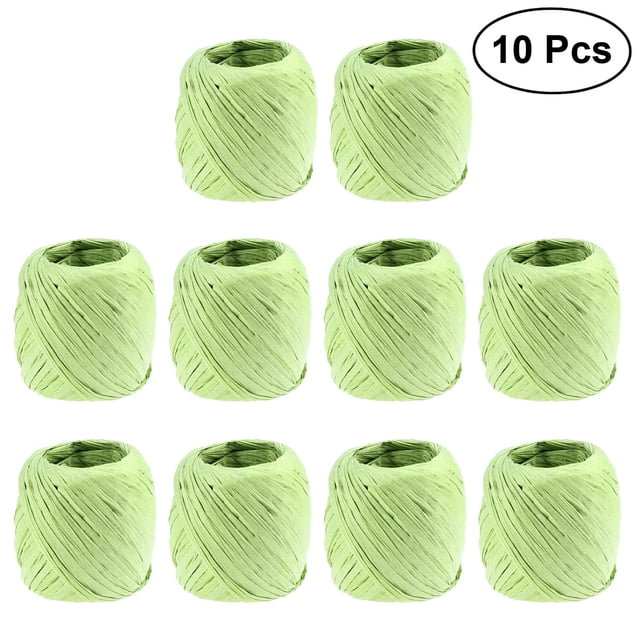 MasteelfCA 10pcs Roll Natural Raffia Straw String for DIY Crafts Gift Packaging Artworks (Green)