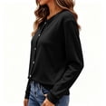 thumbnail image 6 of Bovxnpu Women's Pajama Tops Cardigan Button Long Sleeve Fleece Jacket Plus Sleepwear, 6 of 8